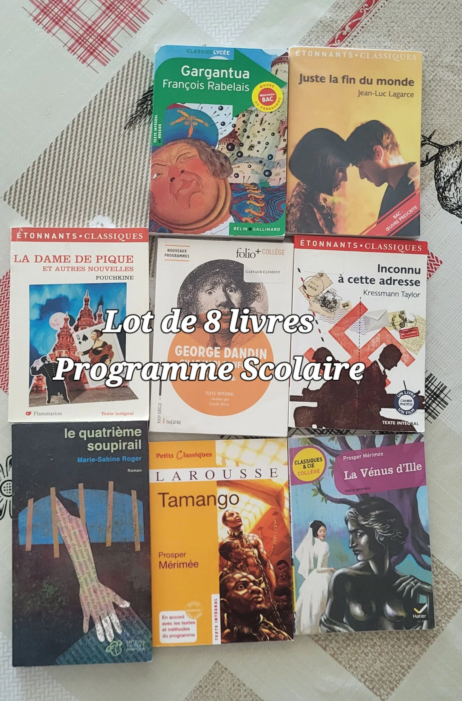 Lot de 8 livres/Oeuvres du Programme Scolaire
